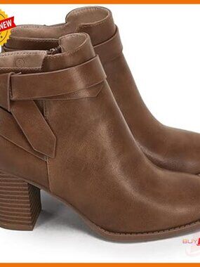 Women's Ankle Booties with Stacked Heel, Side Zipper, and Strappy Bowtie